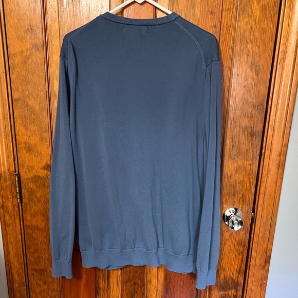 Lands’ End- Supima Cotton V-neck Men’s Sweater- Muted Blue - Extra Large/ Tall - Picture 3 of 8